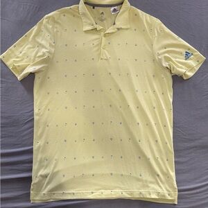 Adidas Golf Light Yellow Polo Shirt with Subtle Pattern